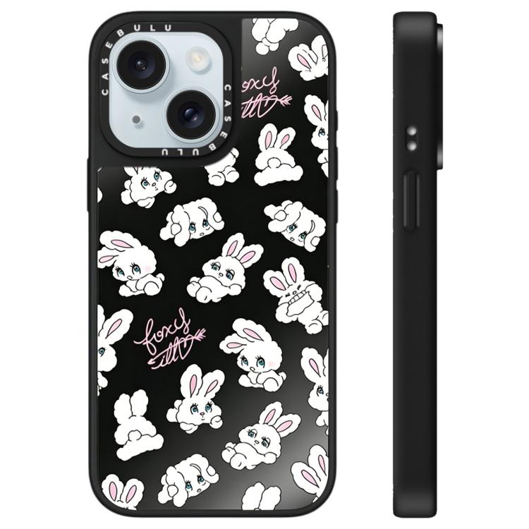 For iPhone 15 Bunny Series Pattern Mirror Phone Case
