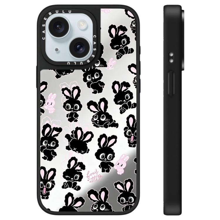 For iPhone 15 Bunny Series Pattern Mirror Phone Case