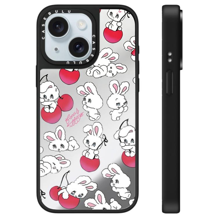 For iPhone 15 Bunny Series Pattern Mirror Phone Case