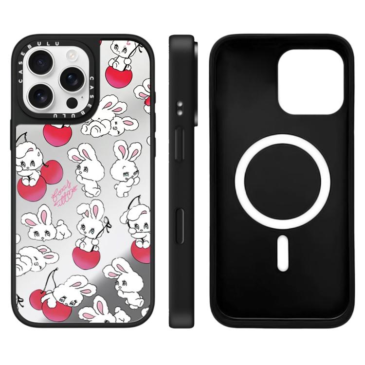 For iPhone 16 Pro Max Bunny Series Pattern Mirror Magnetic Phone Case