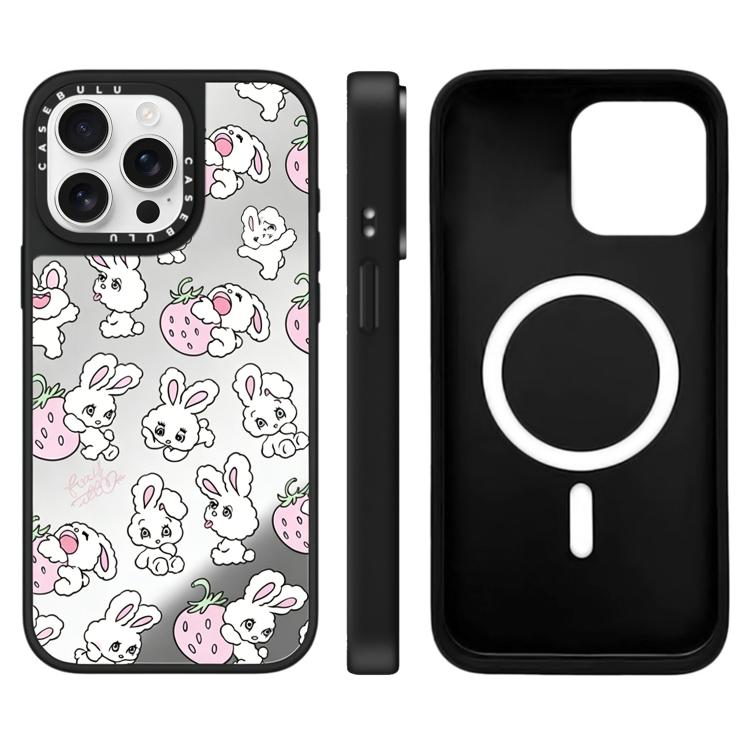 For iPhone 15 Pro Max Bunny Series Pattern Mirror Magnetic Phone Case