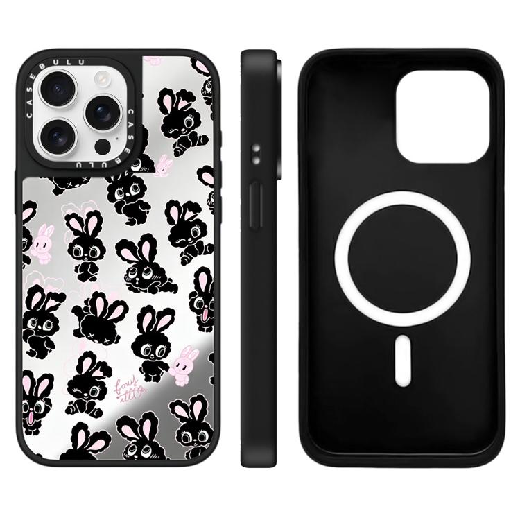 For iPhone 15 Pro Max Bunny Series Pattern Mirror Magnetic Phone Case