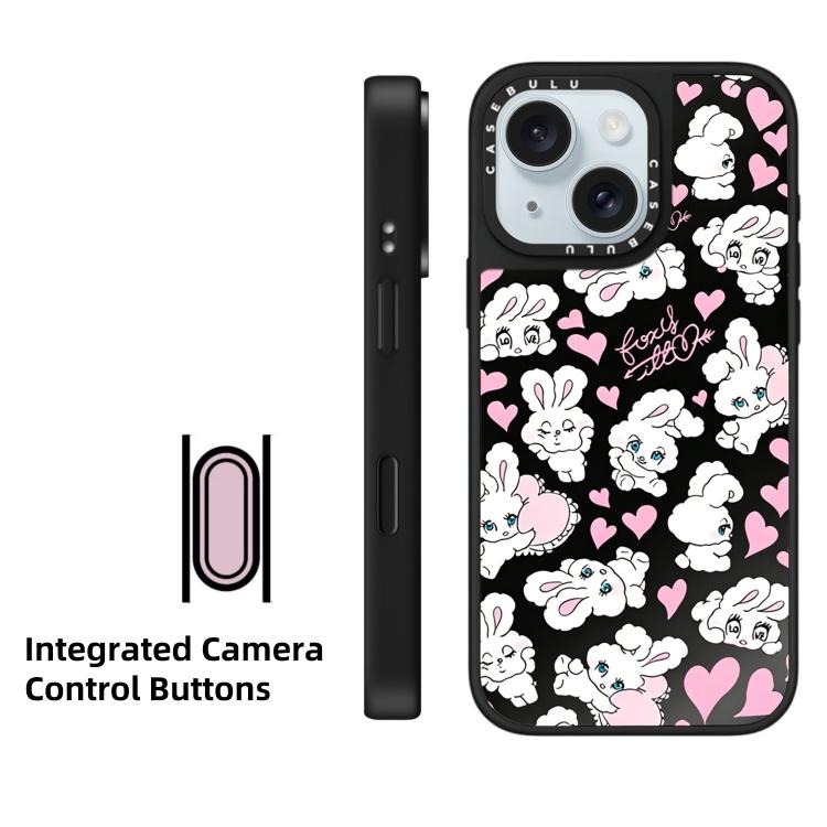 For iPhone 17 Pro Bunny Series Pattern Camera Control Button Mirror Magnetic Phone Case