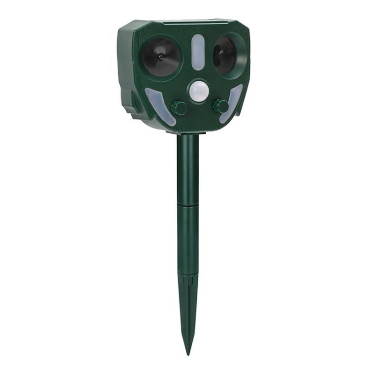 Outdoor Solar Powered Infrared Ultrasonic Animal Repellent - Green