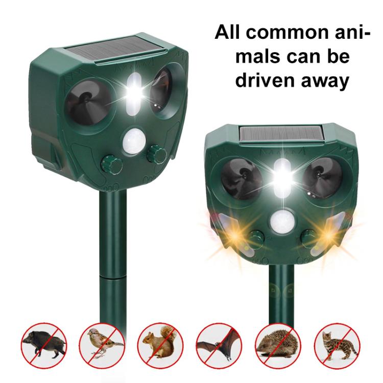 Outdoor Solar Powered Infrared Ultrasonic Animal Repellent - Green