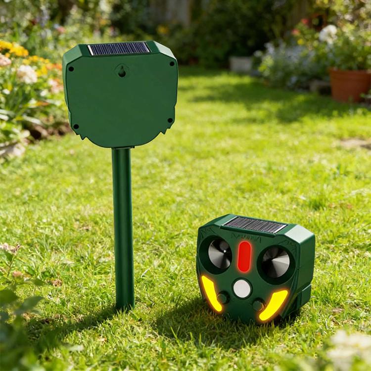 Outdoor Solar Powered Infrared Ultrasonic Animal Repellent - Green
