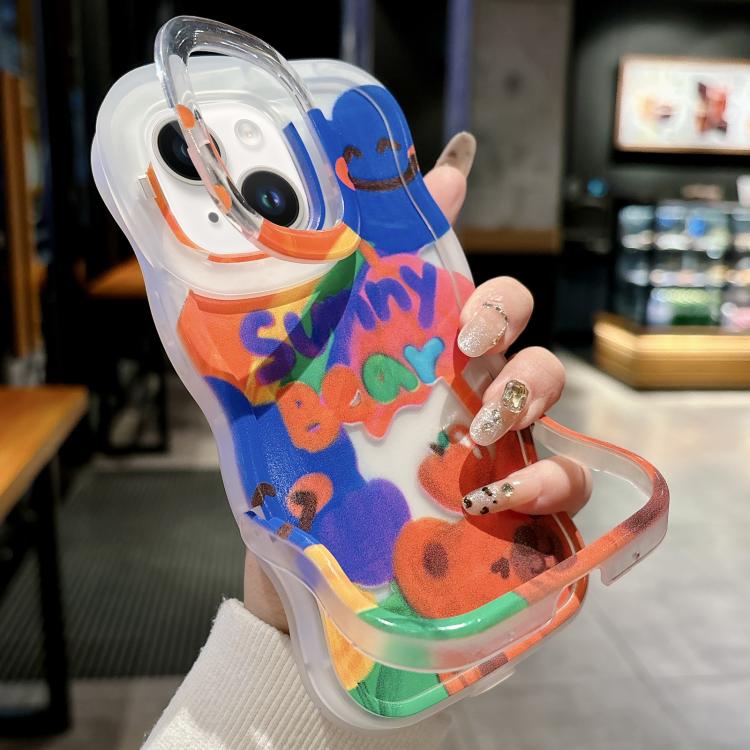 For iPhone 15 Graffiti Dual Holder TPU Phone Case