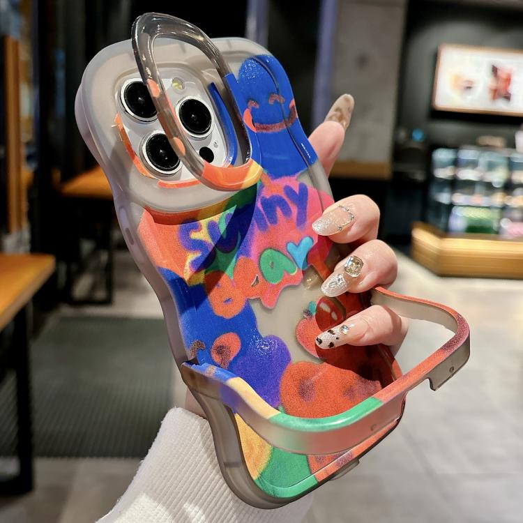 For iPhone 15 Pro Max Graffiti Dual Holder TPU Phone Case
