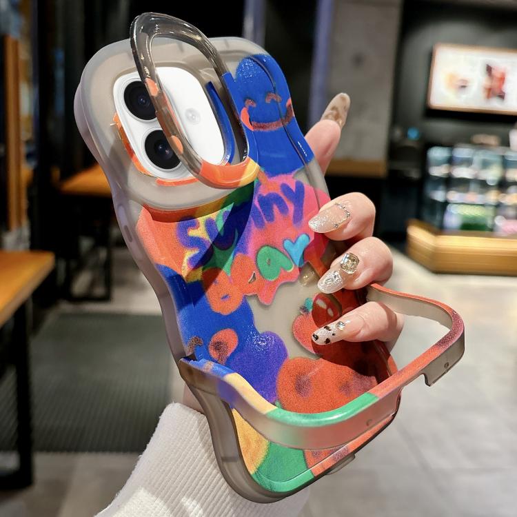 For iPhone 16 Graffiti Dual Holder TPU Phone Case