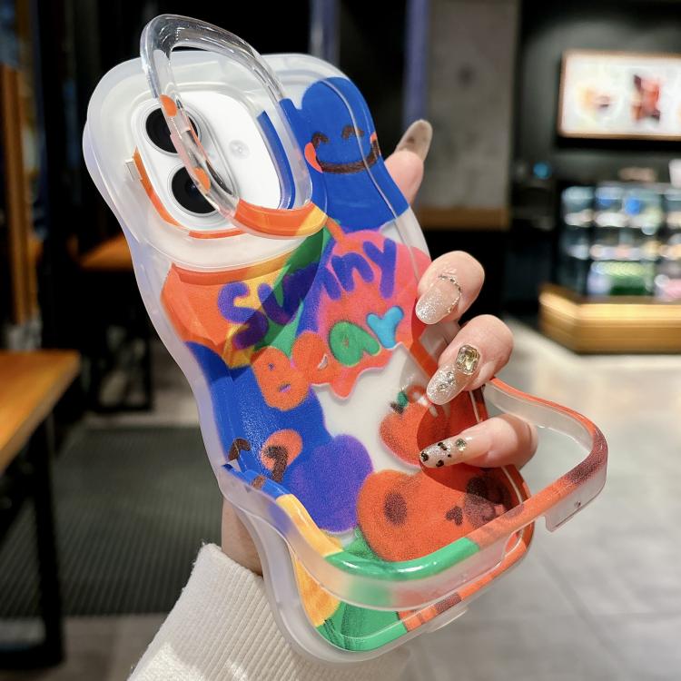 For iPhone 16 Plus Graffiti Dual Holder TPU Phone Case