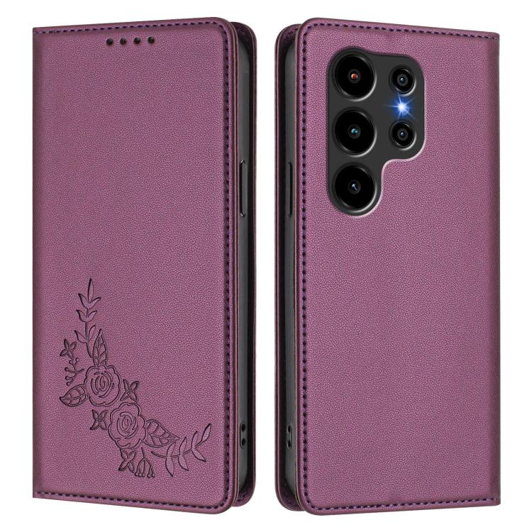 For Blackview Wave 10 Peony Embossed Magnetic RFID Vegan Leather Phone Case