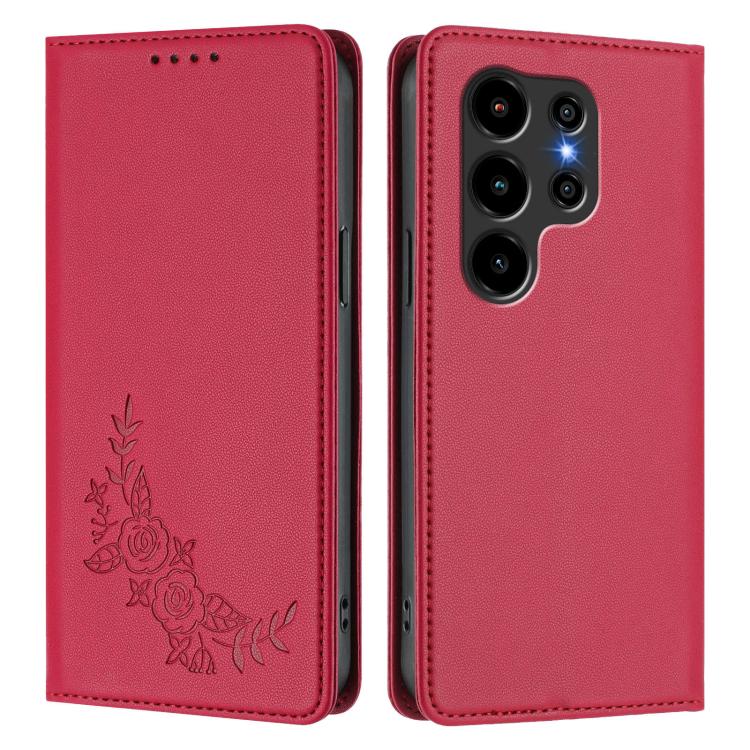 For Blackview Wave 10 Peony Embossed Magnetic RFID Vegan Leather Phone Case