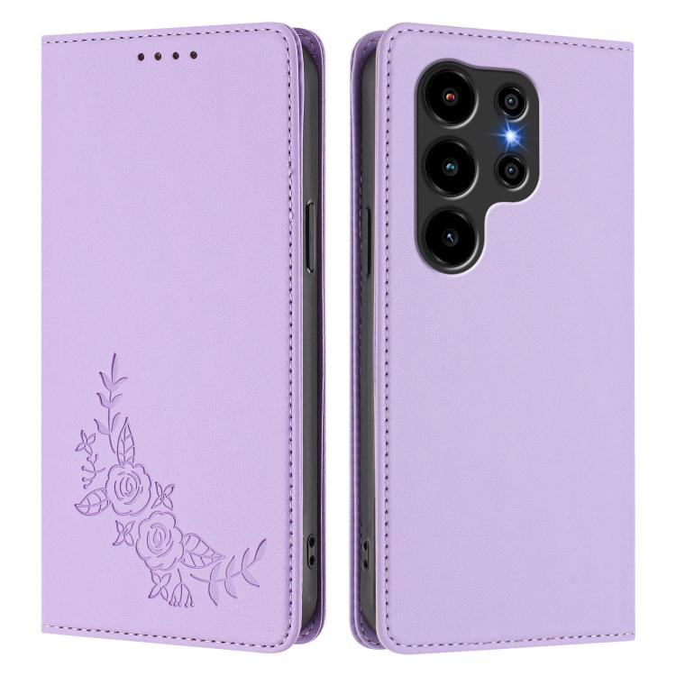 For Blackview Wave 10 Peony Embossed Magnetic RFID Vegan Leather Phone Case