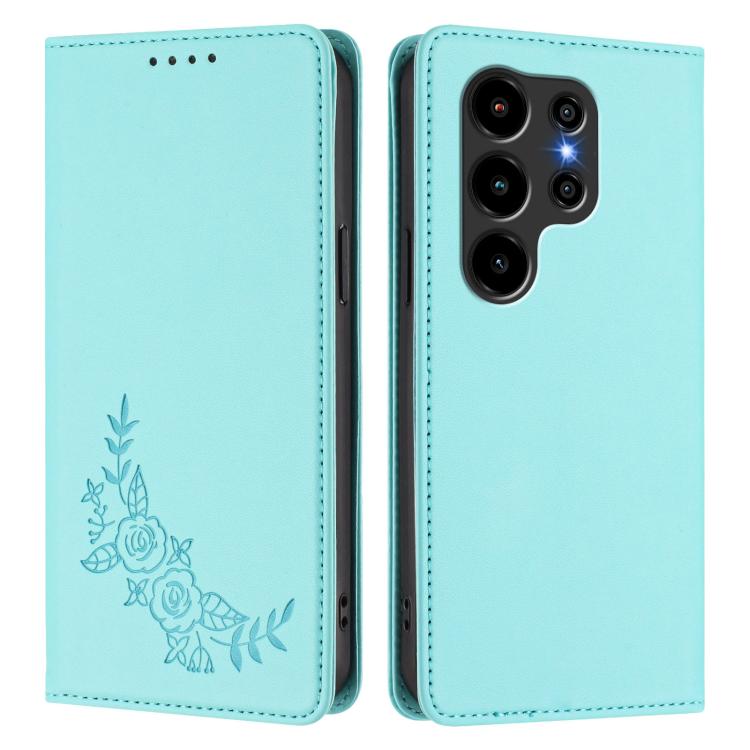 For Blackview Wave 10 Peony Embossed Magnetic RFID Vegan Leather Phone Case