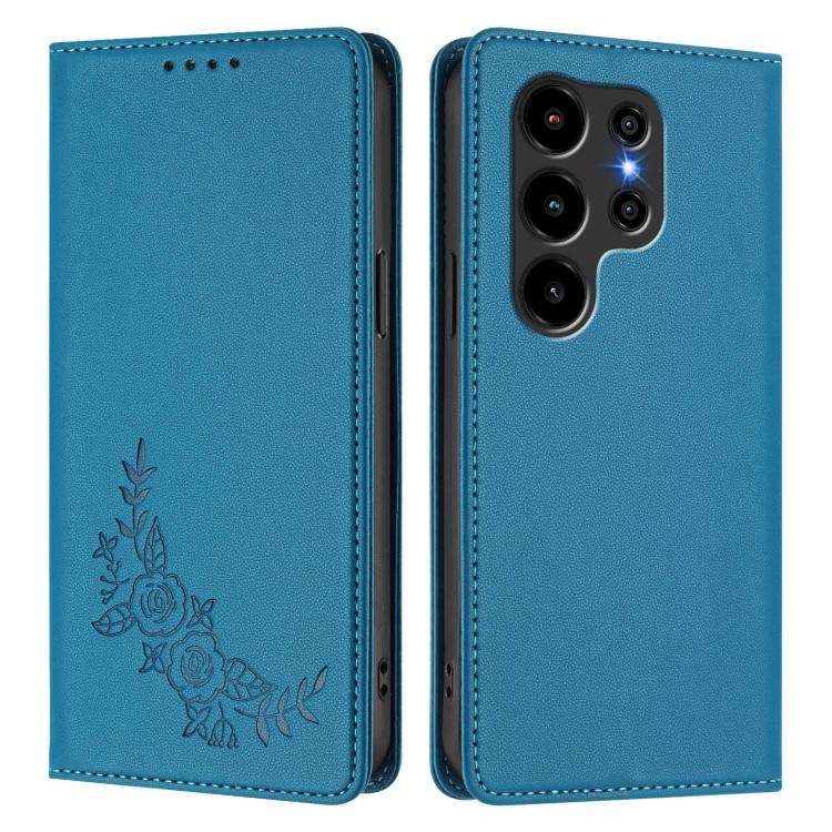 For Blackview Wave 10 Peony Embossed Magnetic RFID Vegan Leather Phone Case