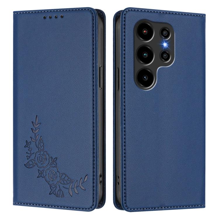 For Blackview Wave 10 Peony Embossed Magnetic RFID Vegan Leather Phone Case