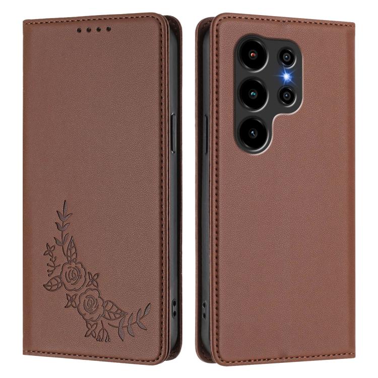 For Blackview Wave 10 Peony Embossed Magnetic RFID Vegan Leather Phone Case