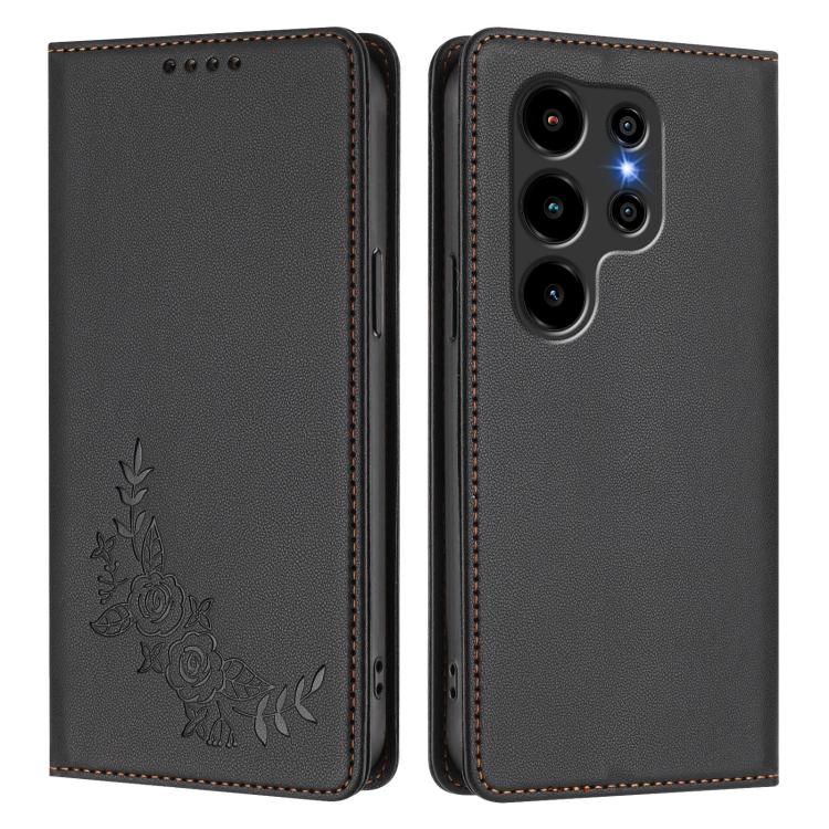 For Blackview Wave 10 Peony Embossed Magnetic RFID Vegan Leather Phone Case