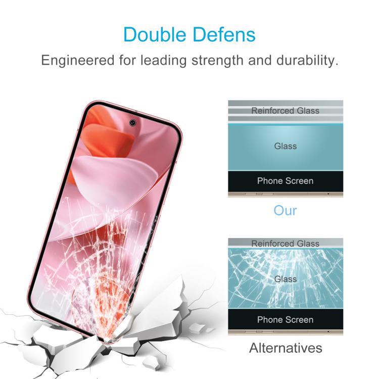 For Google Pixel 9 50pcs 0.18mm High Aluminum Tempered Glass Film, Support Fingerprint Unlocking
