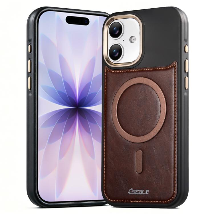 For iPhone 17 ESEBLE Crazy Horse Pattern Airbag Shockproof Magnetic Phone Case