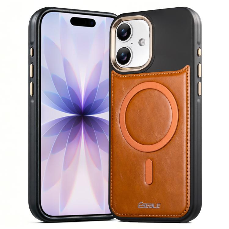 For iPhone 17 ESEBLE Crazy Horse Pattern Airbag Shockproof Magnetic Phone Case