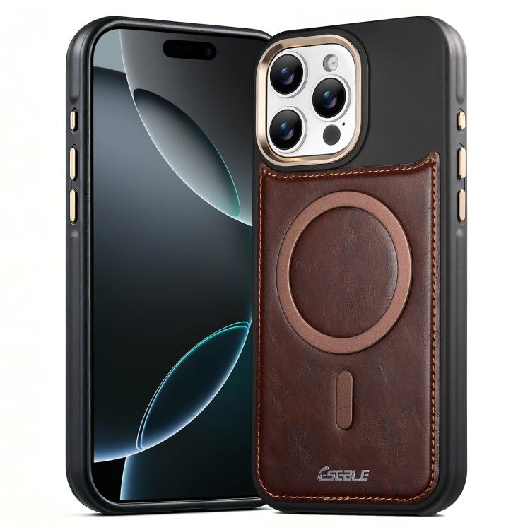 For iPhone 16 Pro Max ESEBLE Crazy Horse Pattern Airbag Shockproof Magnetic Phone Case