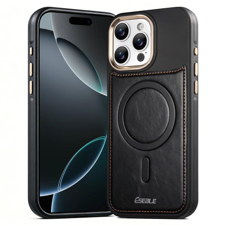 For iPhone 16 Pro ESEBLE Crazy Horse Pattern Airbag Shockproof Magnetic Phone Case