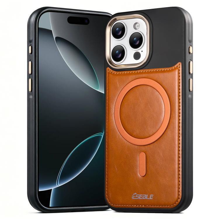 For iPhone 16 Pro ESEBLE Crazy Horse Pattern Airbag Shockproof Magnetic Phone Case