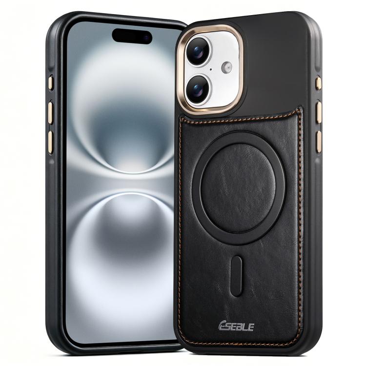 For iPhone 16 ESEBLE Crazy Horse Pattern Airbag Shockproof Magnetic Phone Case