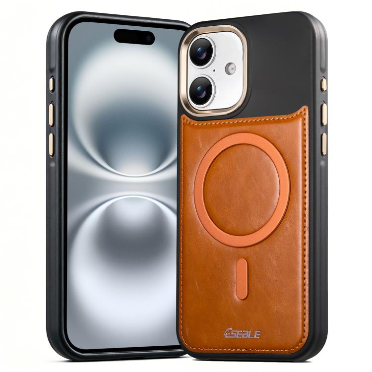 For iPhone 16 ESEBLE Crazy Horse Pattern Airbag Shockproof Magnetic Phone Case