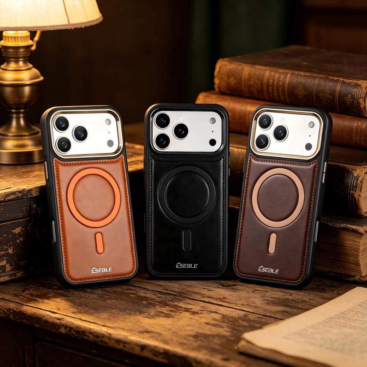 For iPhone 16 ESEBLE Crazy Horse Pattern Airbag Shockproof Magnetic Phone Case