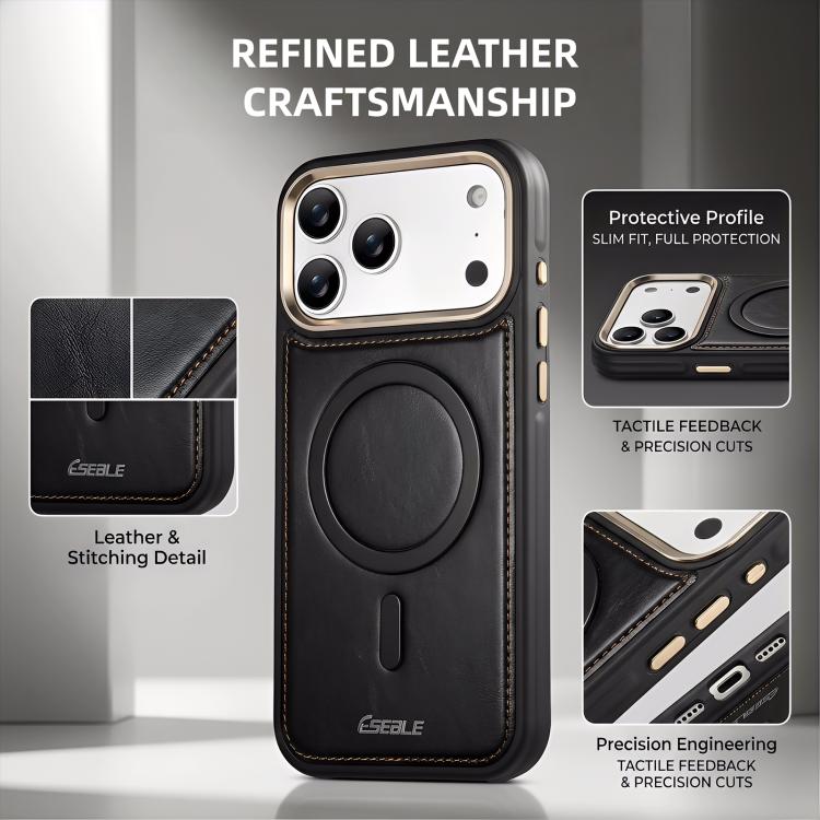 For iPhone 16 Pro ESEBLE Crazy Horse Pattern Airbag Shockproof Magnetic Phone Case