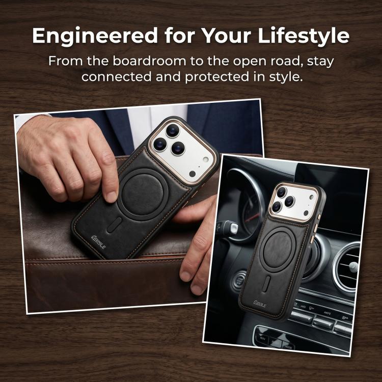 For iPhone 16 Pro ESEBLE Crazy Horse Pattern Airbag Shockproof Magnetic Phone Case