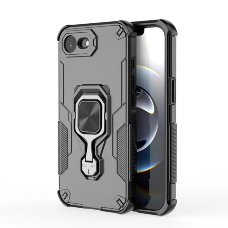 For iPhone 17e / 16e WANLONFENG Metal Kickstand Phone Case with Screen Protector