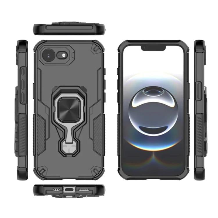 For iPhone 17e / 16e WANLONFENG Metal Kickstand Phone Case with Screen Protector