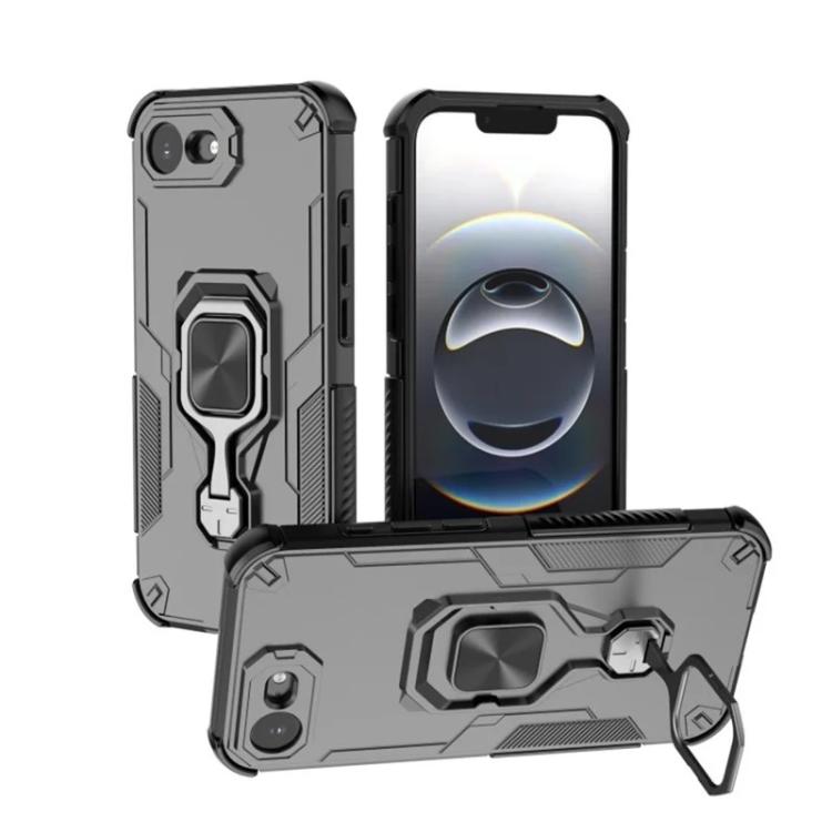 For iPhone 17e / 16e WANLONFENG Metal Kickstand Phone Case with Screen Protector
