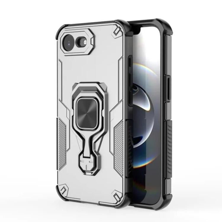 For iPhone 17e / 16e WANLONFENG Metal Kickstand Phone Case with Screen Protector