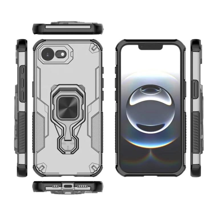 For iPhone 17e / 16e WANLONFENG Metal Kickstand Phone Case with Screen Protector