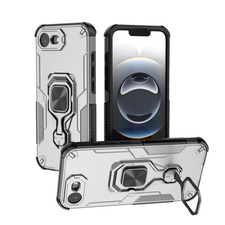 For iPhone 17e / 16e WANLONFENG Metal Kickstand Phone Case with Screen Protector