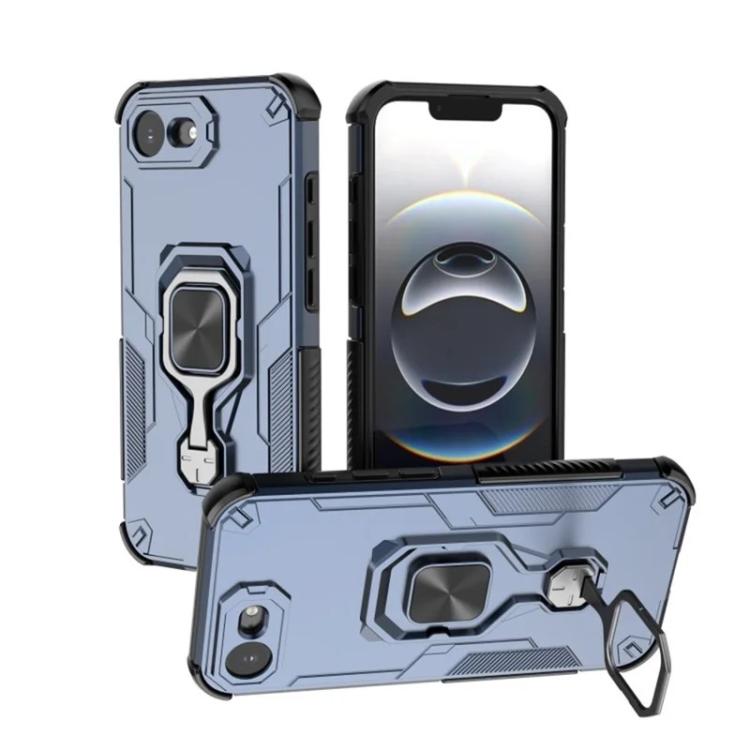 For iPhone 17e / 16e WANLONFENG Metal Kickstand Phone Case with Screen Protector