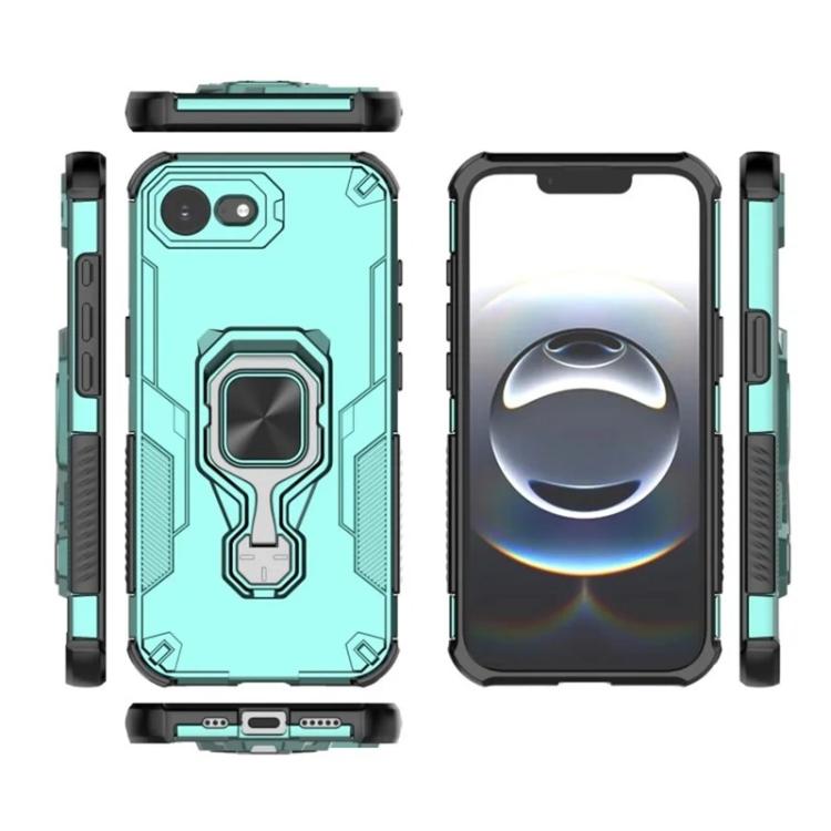 For iPhone 17e / 16e WANLONFENG Metal Kickstand Phone Case with Screen Protector