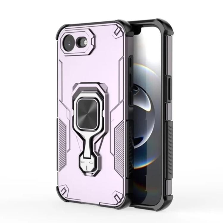 For iPhone 17e / 16e WANLONFENG Metal Kickstand Phone Case with Screen Protector
