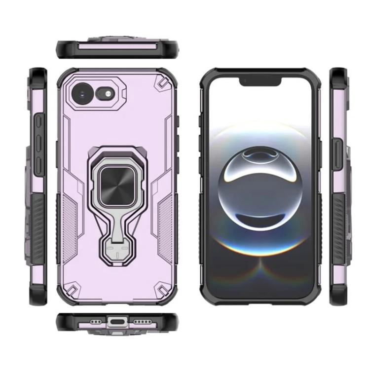 For iPhone 17e / 16e WANLONFENG Metal Kickstand Phone Case with Screen Protector