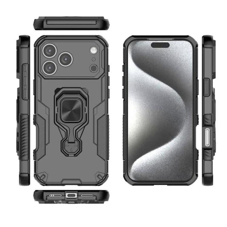 For iPhone 17 Pro WANLONFENG Metal Kickstand Phone Case with Screen Protector