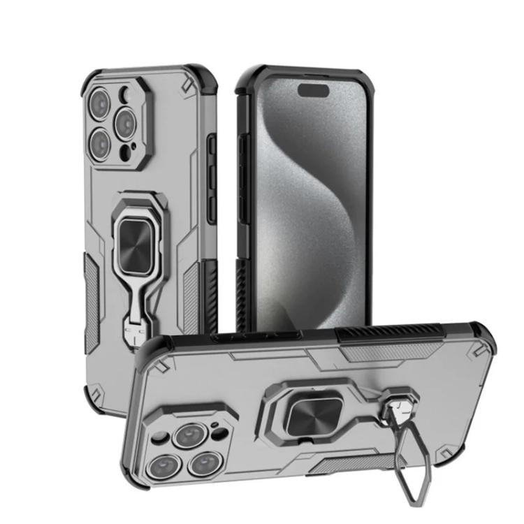 For iPhone 16 Pro Max WANLONFENG Metal Kickstand Phone Case with Screen Protector