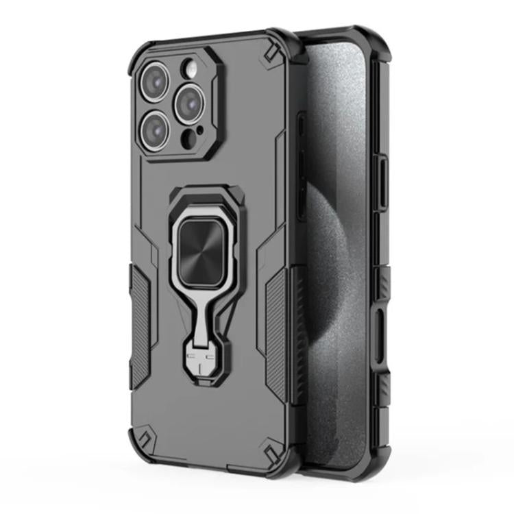 For iPhone 16 Pro WANLONFENG Metal Kickstand Phone Case with Screen Protector
