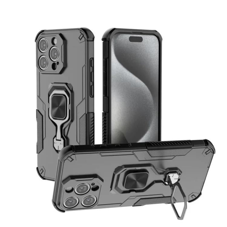 For iPhone 16 Pro WANLONFENG Metal Kickstand Phone Case with Screen Protector
