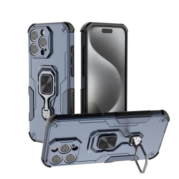 For iPhone 16 Pro WANLONFENG Metal Kickstand Phone Case with Screen Protector