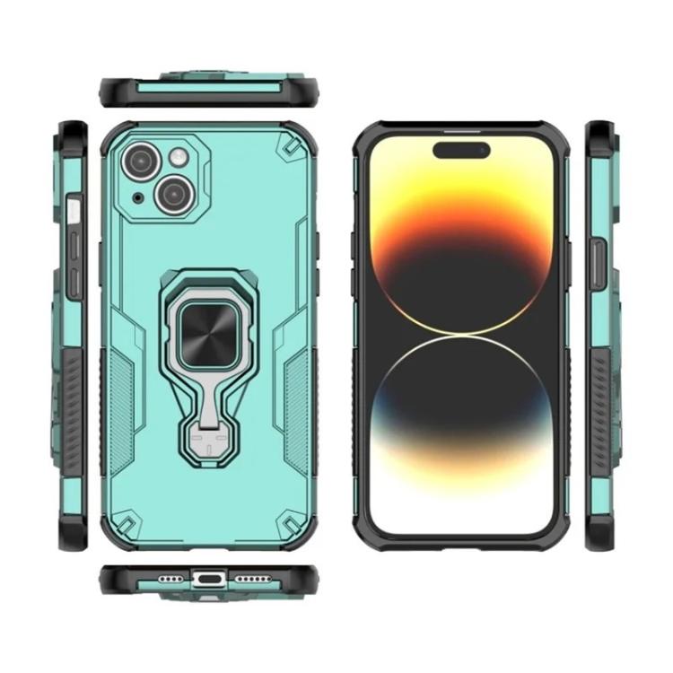 For iPhone 15 WANLONFENG Metal Kickstand Phone Case with Screen Protector