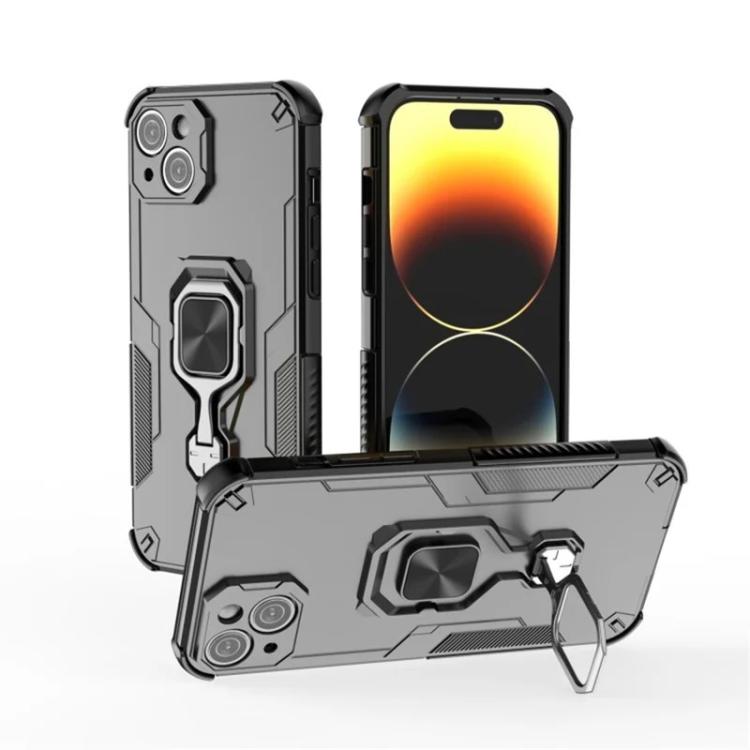 For iPhone 14 WANLONFENG Metal Kickstand Phone Case with Screen Protector